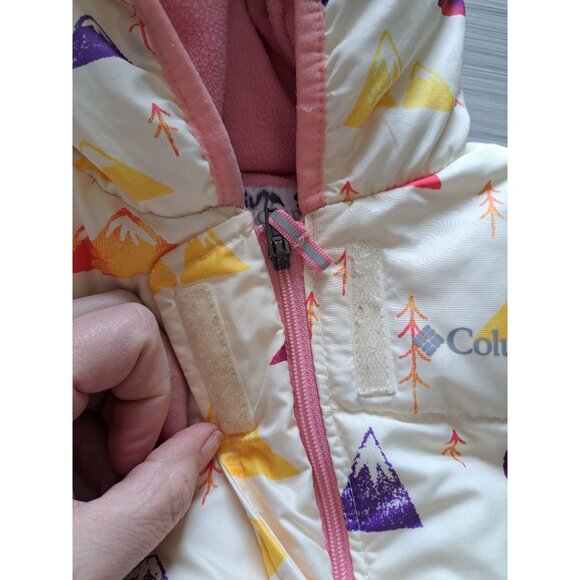 Columbia Infant Bunting Snowsuit 3-6 Months Pink Fleece Lining Hooded Winter - Picture 3 of 8